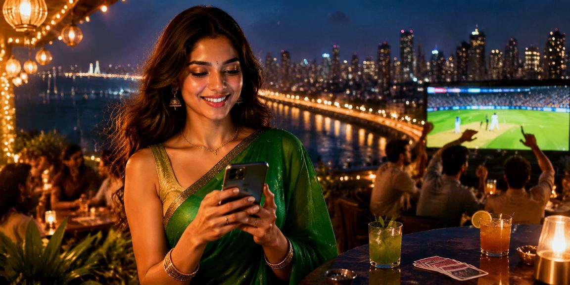 Excited player in Mumbai placing live cricket bet via mobile